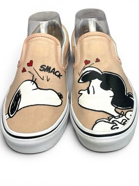 Peanuts X Vans collection “smack” Canvas Slip-On Sneakers love valentines size 8